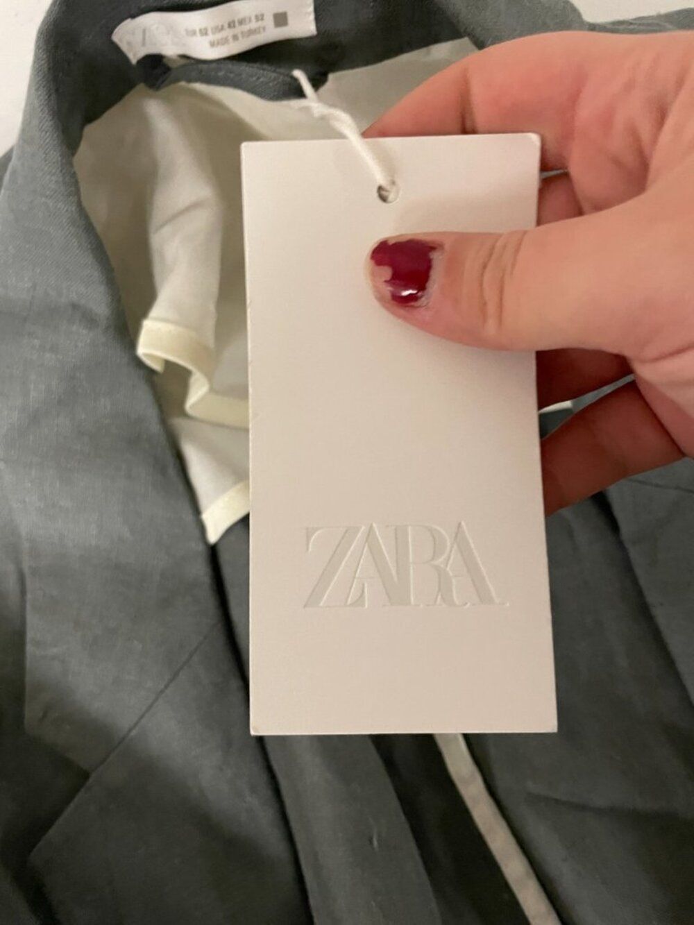 Zara Mens Blazer Suit Jacket Blazer EU 52 US 42 Gray green Linen 0706/728 NWT - Picture 6 of 13
